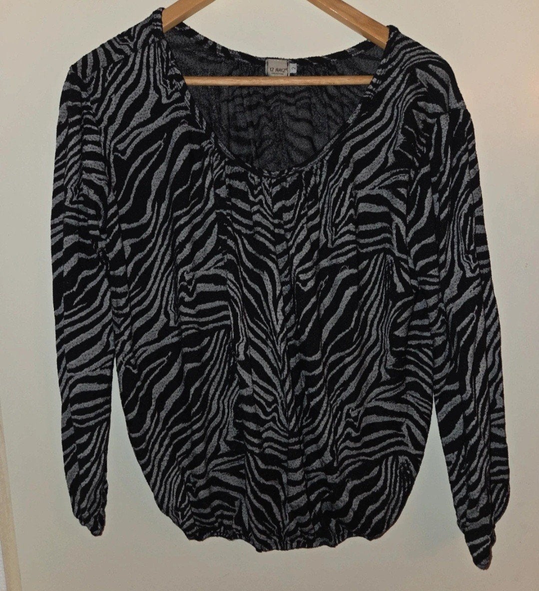 Iz Naiz Blouse Zwart Grijs Zebraprint Maat 42/44 (L), Zwart, Maat 42/44 (L), Iz Naiz, Ophalen of Verzenden