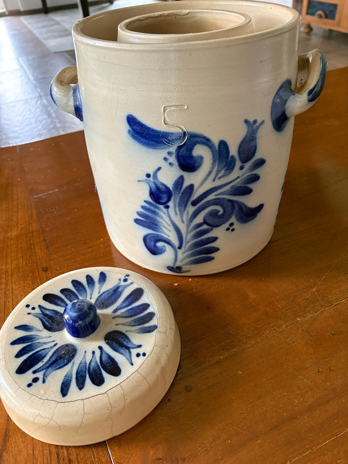 Keulse pot met deksel, doorsnede 24cm, Antiek en Kunst, Antiek | Keramiek en Aardewerk, Ophalen