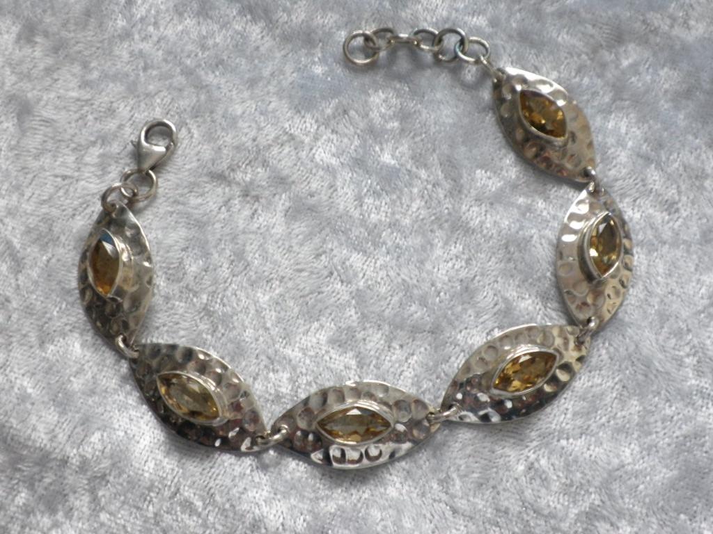 Mooie Artistieke Handgemaakte Zilveren Armband - Citrien, Verzenden, Zilver, Armband, Met edelsteen