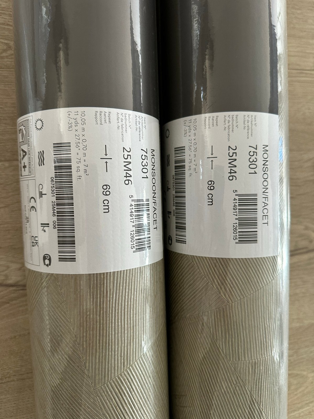 Arte Monsoon Facet Behang - 2 rollen (75 m² of meer), Ophalen, 10 tot 25 m², Beige