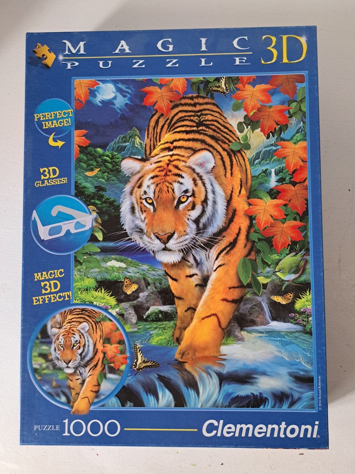 Clementoni Magic 3D Tijger Puzzel 1000 stukjes, Ophalen of Verzenden, 500 t/m 1500 stukjes, Zo goed als nieuw, Legpuzzel