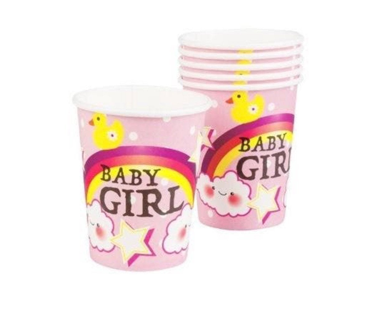Bekers Baby Girl roze - 6 st | babyshower meisje / dochter, Ophalen of Verzenden, Nieuw, Feestartikel, Geboorte of Huwelijk