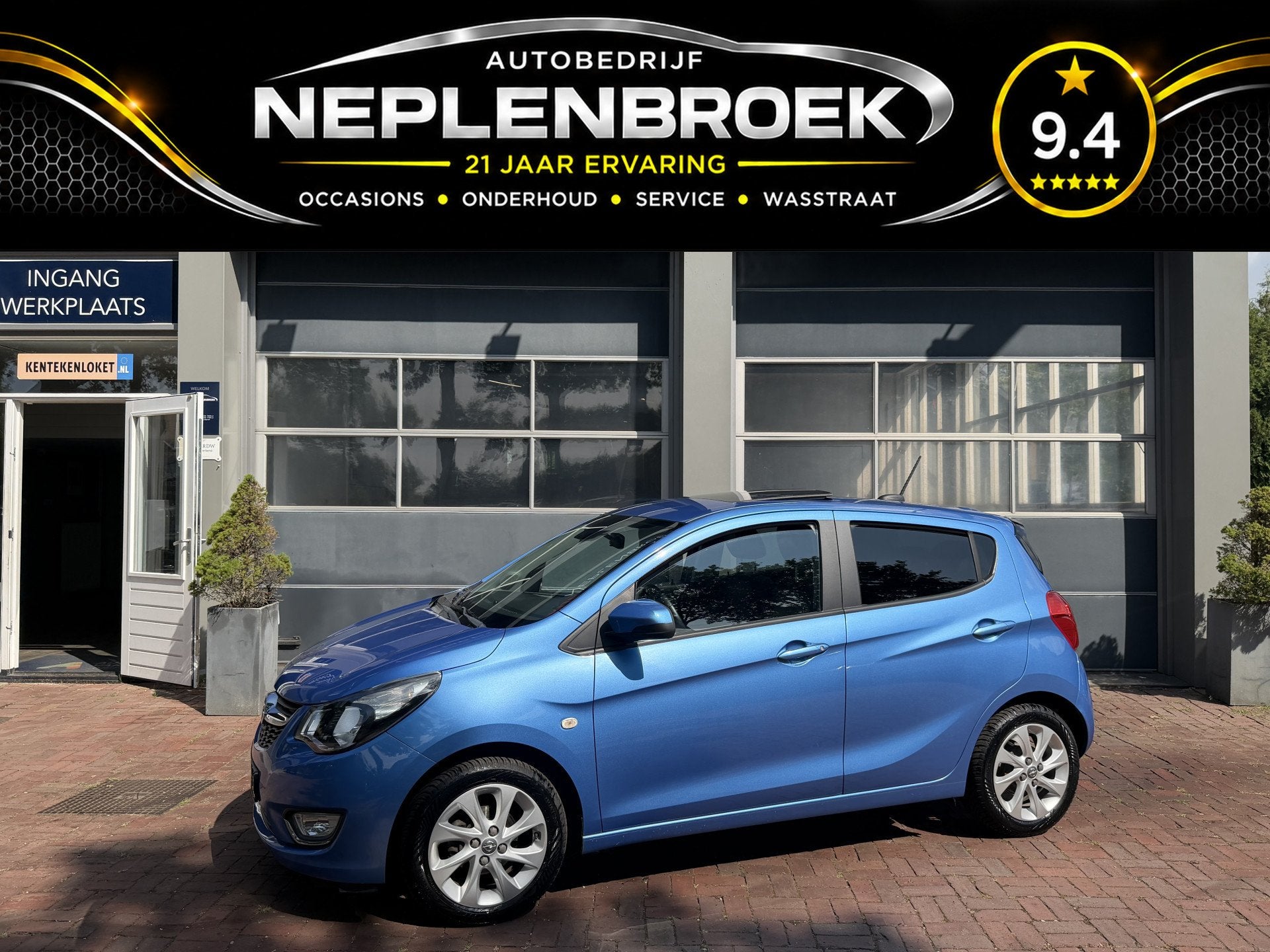 Opel KARL 1.0 ecoFLEX Cosmo Airco,14Inch,Cv,Cruise,Schuifdak, Auto's, Opel, Voorwielaandrijving, Gebruikt, Blauw, Leder en Stof