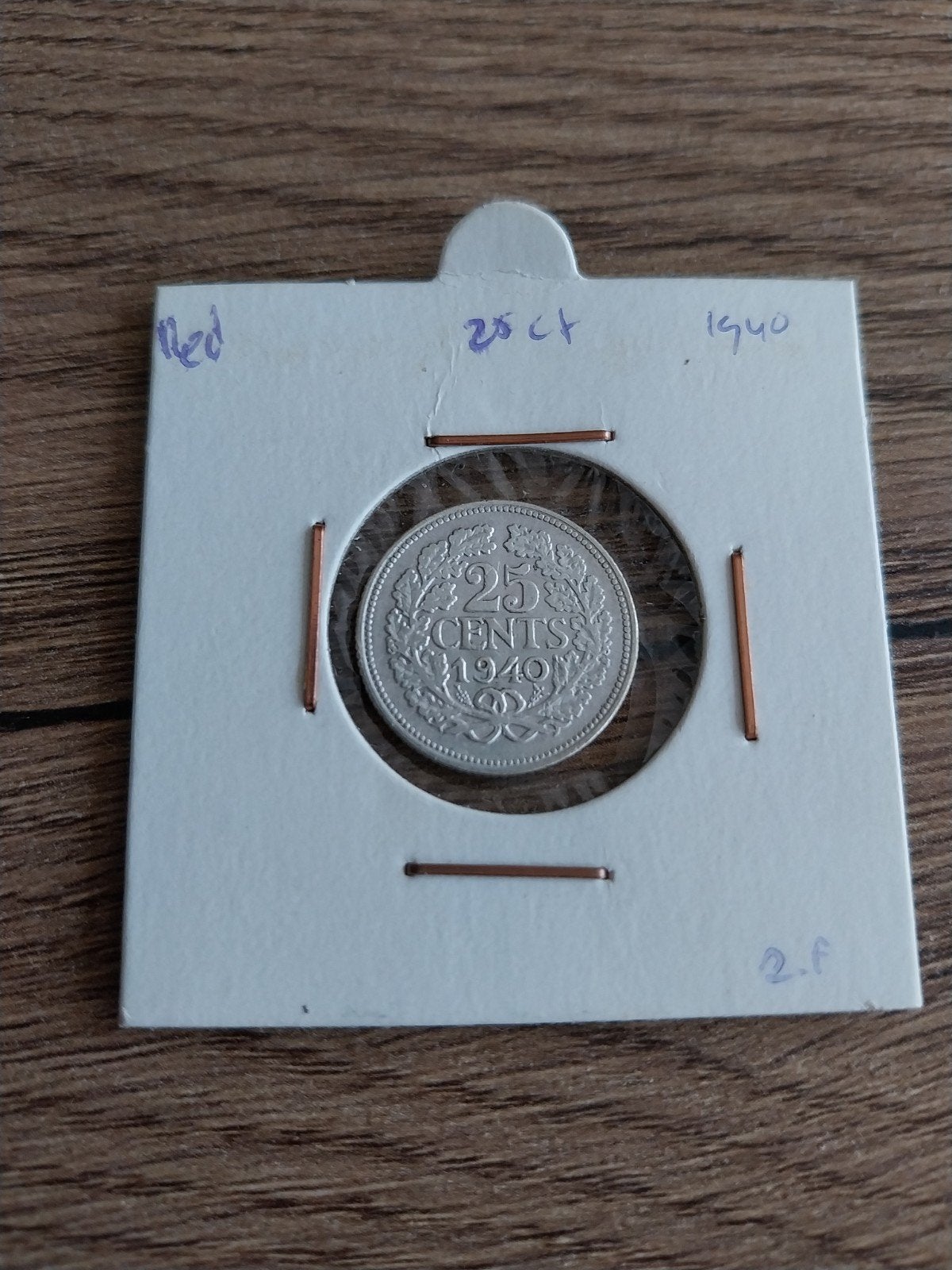 Zilveren 25 Cent Munt 1940 Koningin Wilhelmina, Zilver, 25 cent, Ophalen of Verzenden, Koningin Wilhelmina