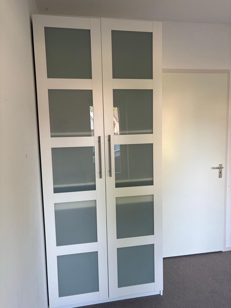 IKEA Pax kledingkast wit met glazen deuren, Ophalen, Gebruikt, 200 cm of meer, 50 tot 100 cm