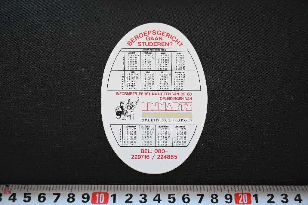 sticker kalender 1994 nijmegen linnartz van binsbergen oplei, Ophalen, Zo goed als nieuw