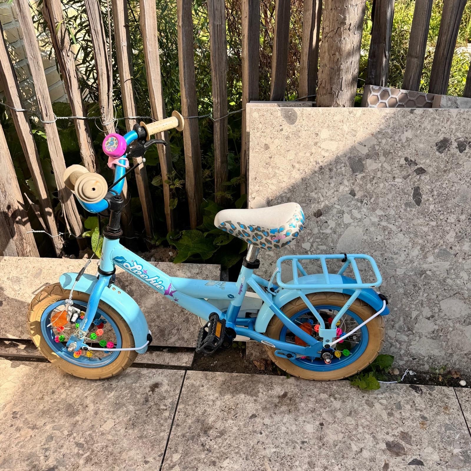 Leuke kinderfiets lichtblauw, Ophalen, Gebruikt, Terugtraprem, 16 tot 20 inch