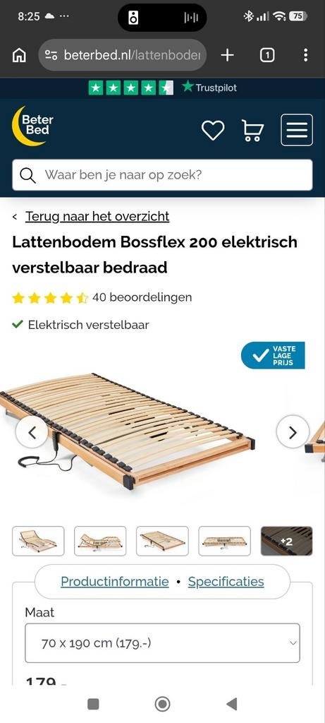 Elektrische lattenbodem, Ophalen of Verzenden, Zo goed als nieuw, Eenpersoons, 90 cm