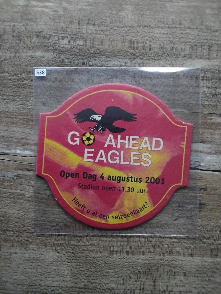 Grolsch bier viltje met opdruk go ahead eagles gvg nr. 538, Ophalen of Verzenden, Nieuw, Viltje(s), Grolsch