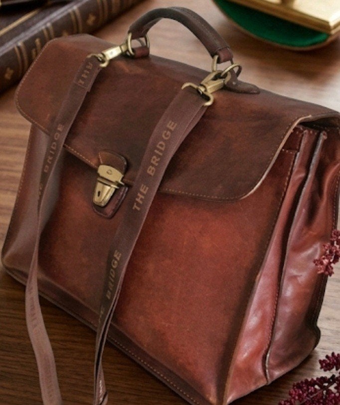 Prachtige Leren Aktetas / Schoudertas van THE BRIDGE, 40 tot 60 cm, Bruin, Minder dan 35 cm, Ophalen of Verzenden