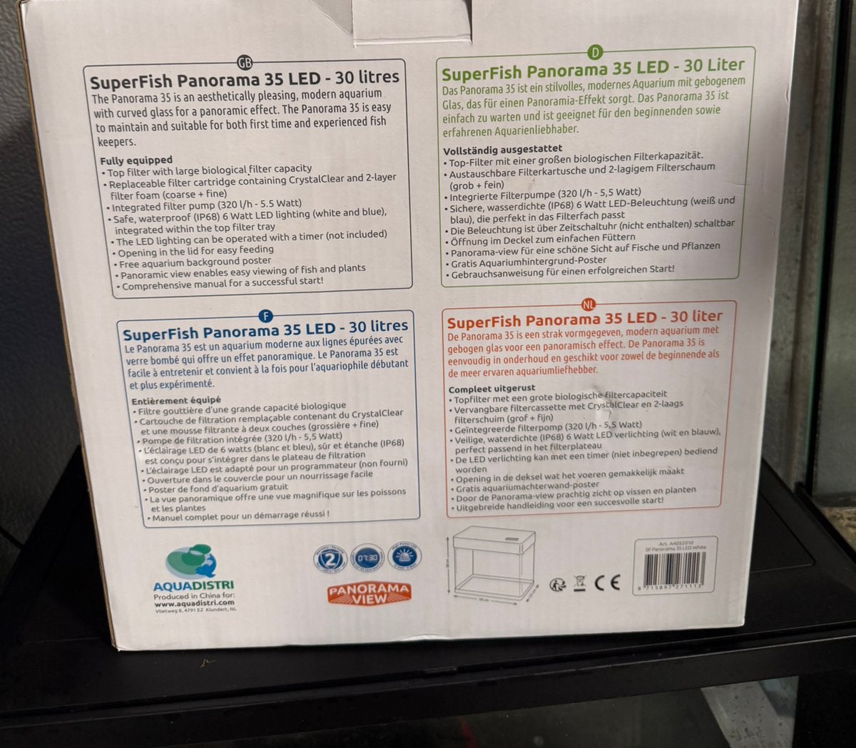 Superfish panorama 35 Led aquarium NIEUW!, Ophalen, Nieuw, Leeg aquarium, Superfish
