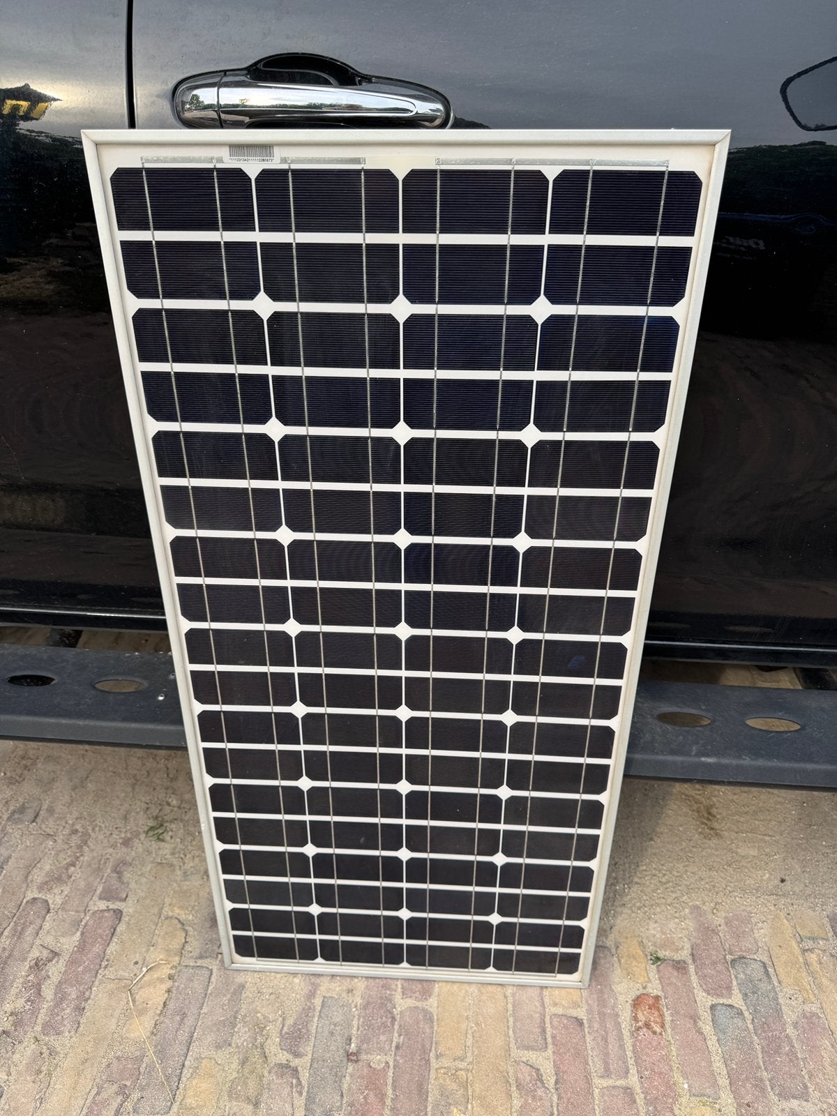 80W zonnepaneel met  hoesteunen, dakdoorvoer en montagekit, Ophalen, Gebruikt
