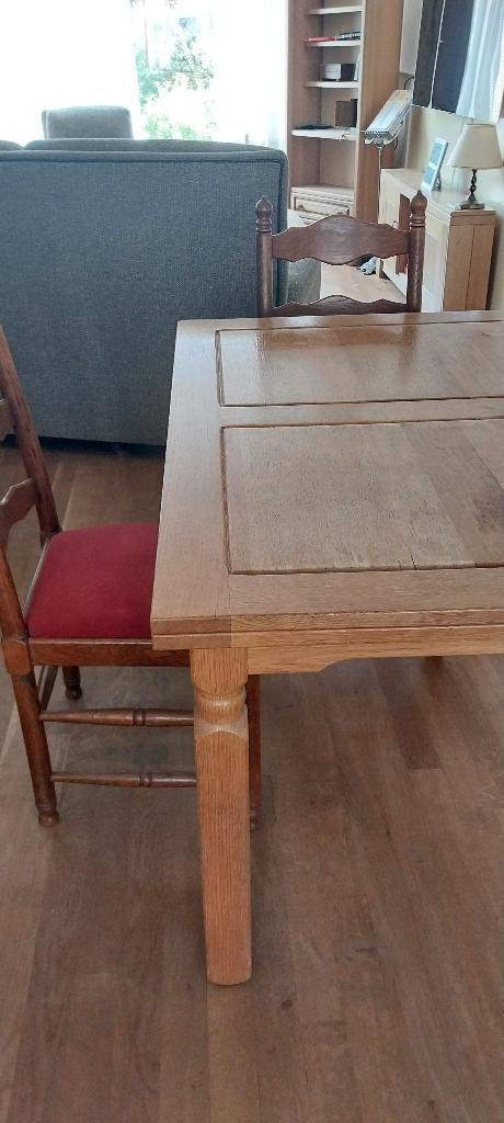 eettafel met 4 stoelen, Huis en Inrichting, Ophalen, Gebruikt, 100 tot 150 cm, Eikenhout