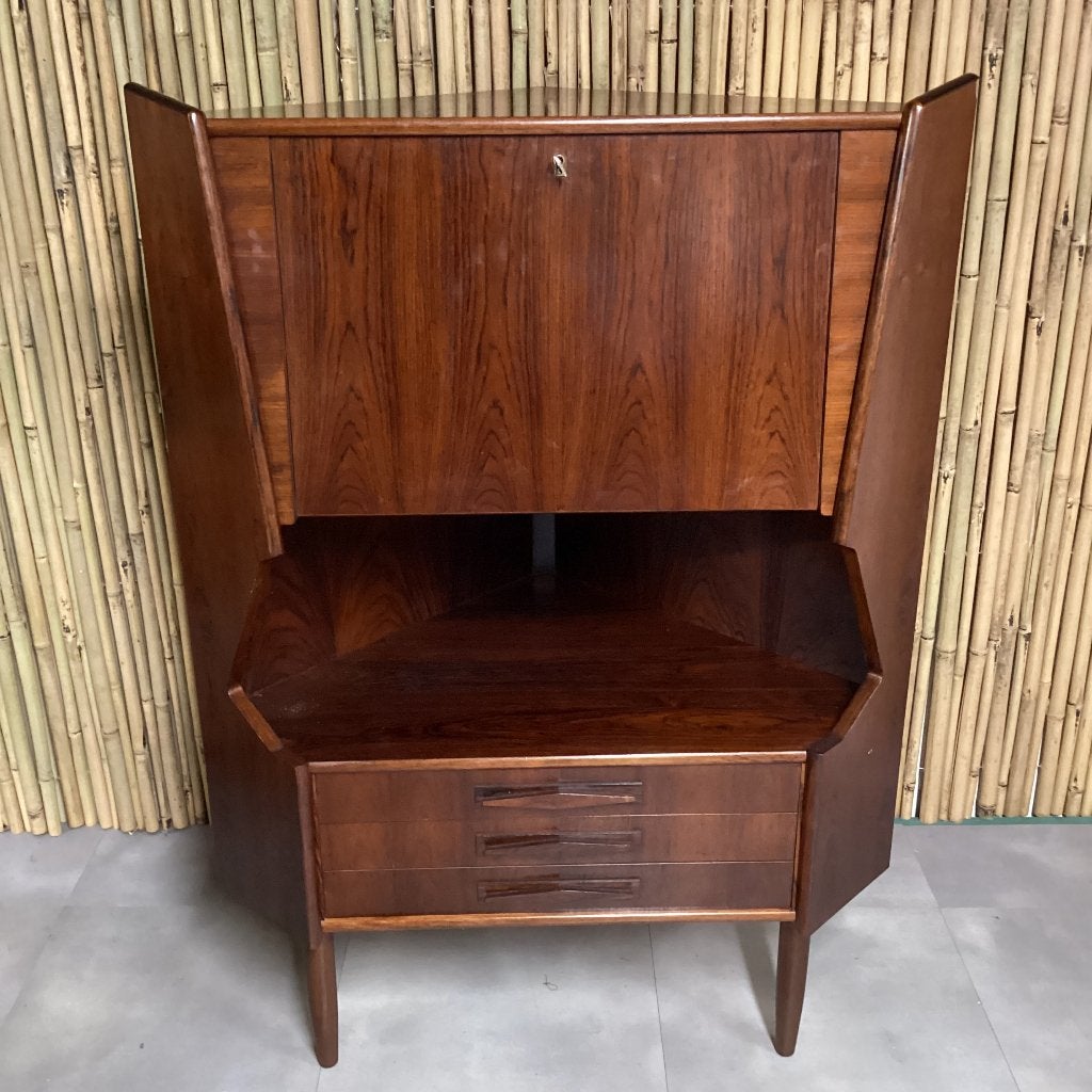 Palissander hoekkast, Ophalen, Gebruikt, 50 tot 100 cm, Glas