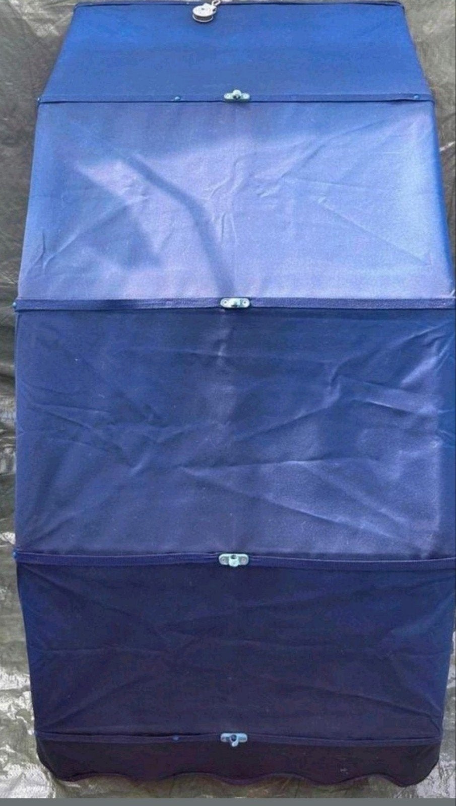 Twee Mooie Donker Marine Blauwe Markiezen - Hardhouten Frame, Verzenden, Zo goed als nieuw