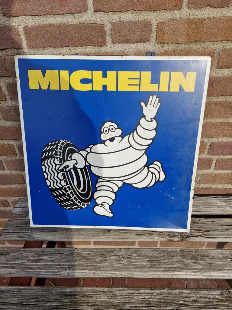 Michelin metalen reclame bord, Verzamelen, Ophalen, Gebruikt, Reclamebord