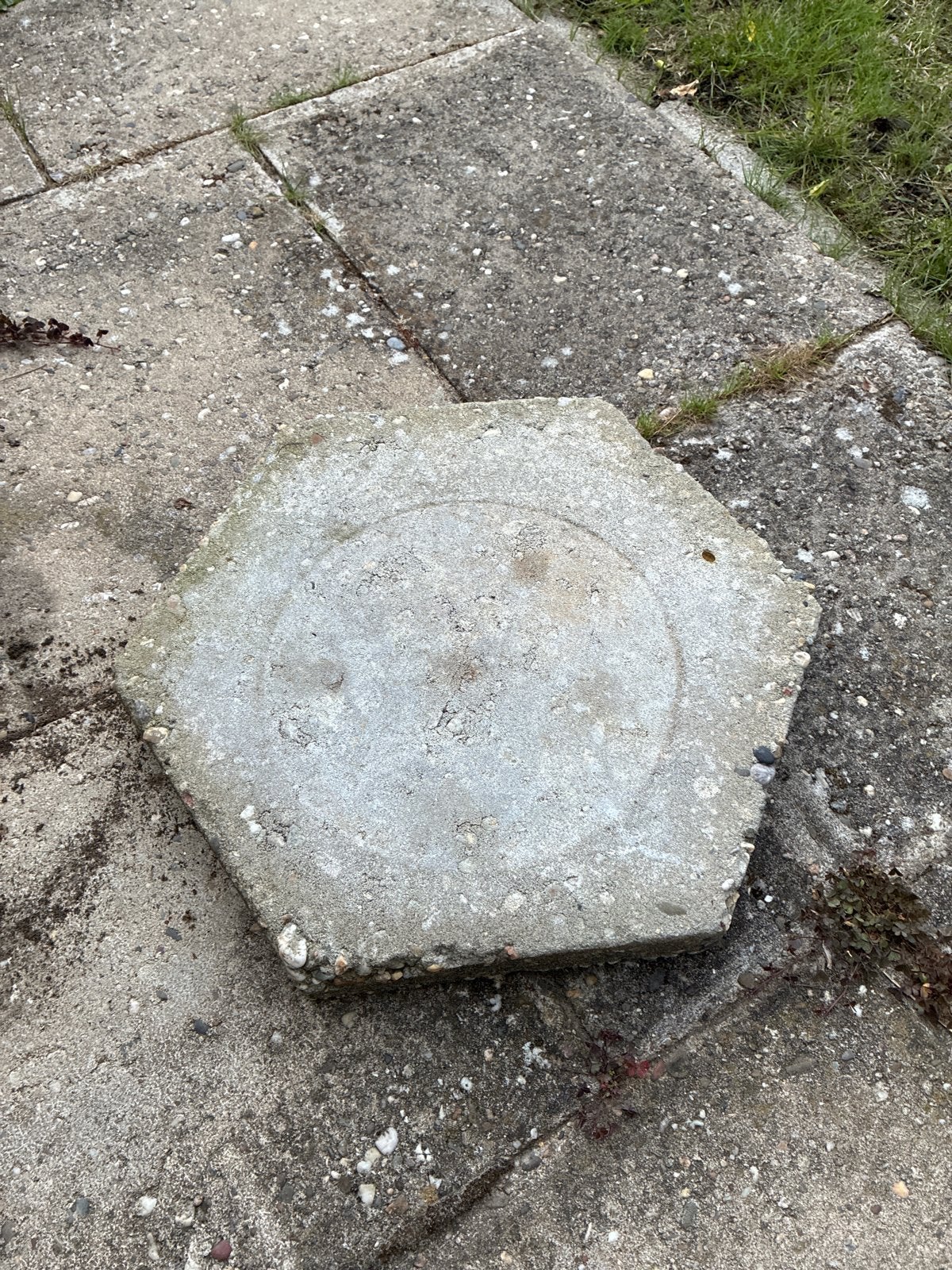 Gratis af te halen: Zeshoekige betontegel, Tuin en Terras, Ophalen, Gebruikt, Minder dan 5 m², Beton