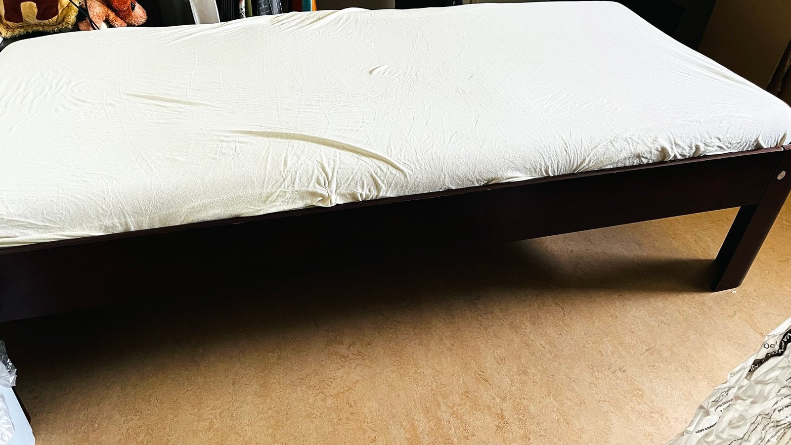 Aangeboden Auping Auronde senioren bed., Ophalen, 90 cm, Eenpersoons, Bruin