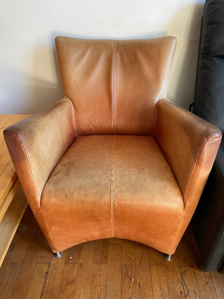 Leren stoel van Jess, Huis en Inrichting, Fauteuils, Ophalen, Gebruikt, Minder dan 75 cm, Leer