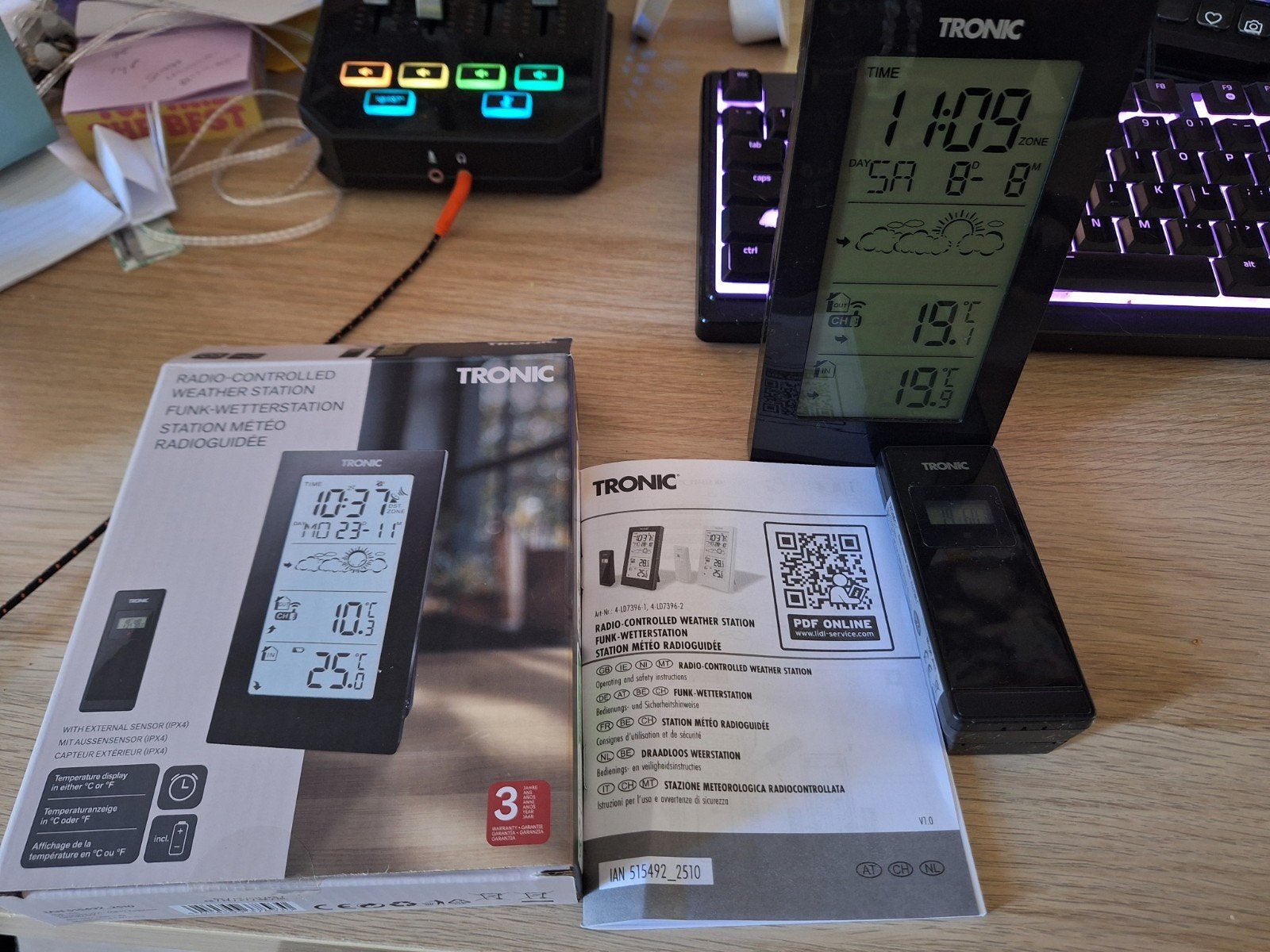 Tronic Weerstation met Buitensensor, Audio, Tv en Foto, Weerstations en Barometers, Ophalen of Verzenden, Zo goed als nieuw, Weerstation