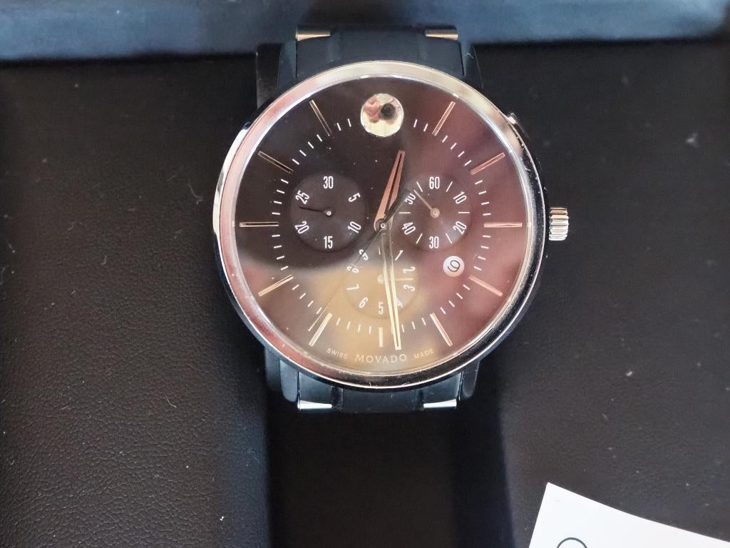 3 Movado horloges, 2 heren, 1 voor dames., Overige materialen, Leer, Polshorloge, Nieuw