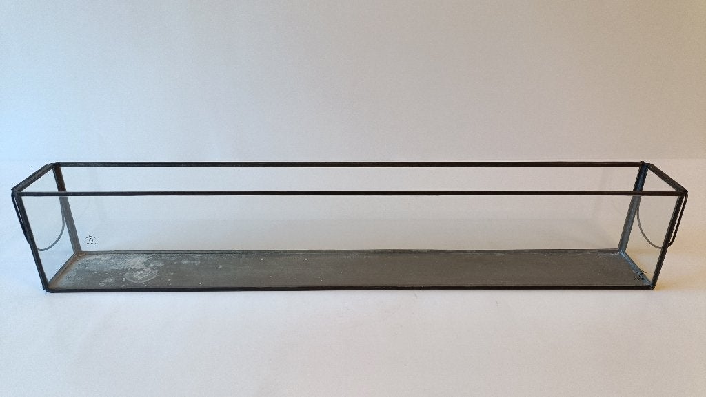 Rasteli windlicht rechthoek glas in zink, Windlicht, Nieuw, Ophalen of Verzenden, Glas