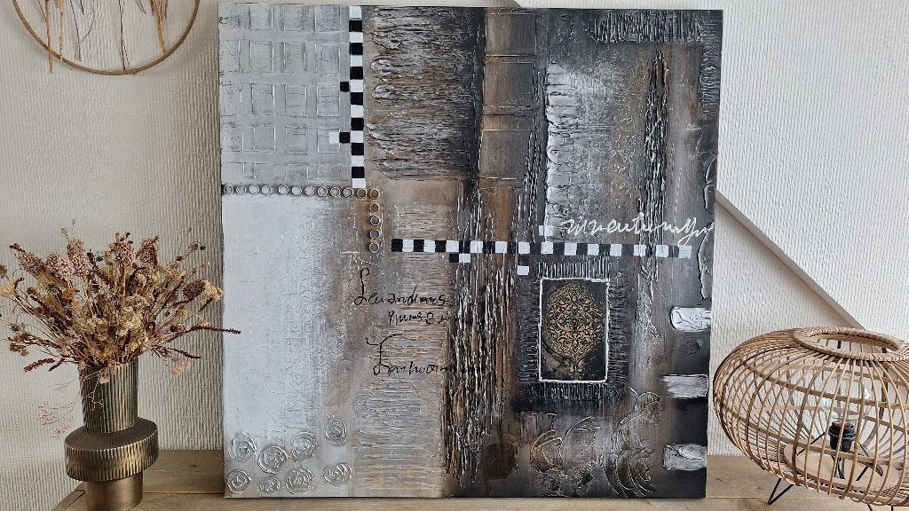 Abstract schilderij op canvas 100x100, Ophalen
