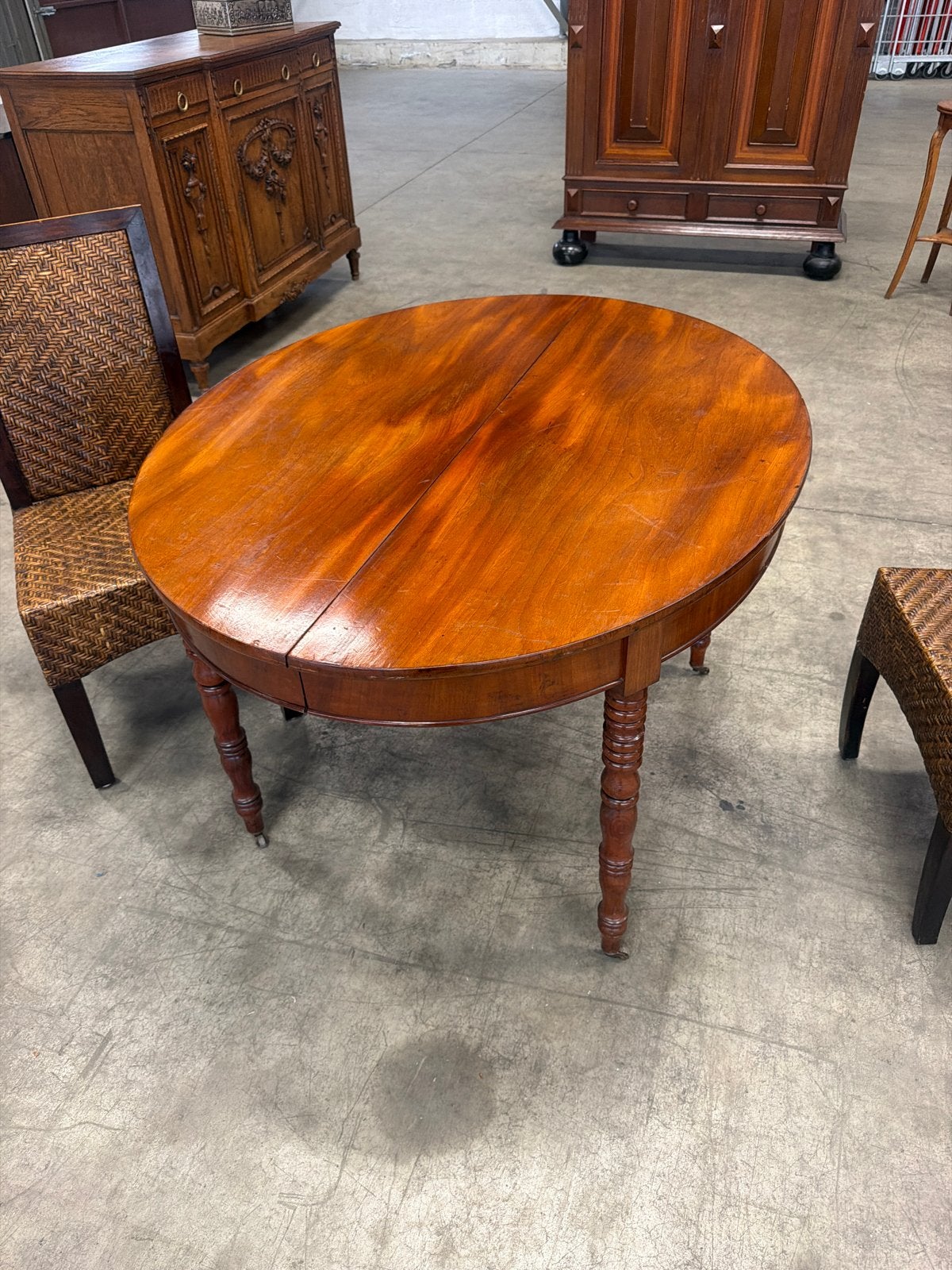 Antieke Mahoniehouten Ovaal Eettafel, Ophalen of Verzenden