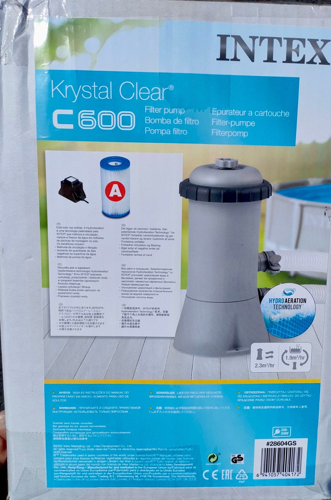 Intex Krystal Clear C600 Zwembadpomp 2.3 m³/uur, Tuin en Terras, Ophalen of Verzenden, Gebruikt, Zwembadpomp