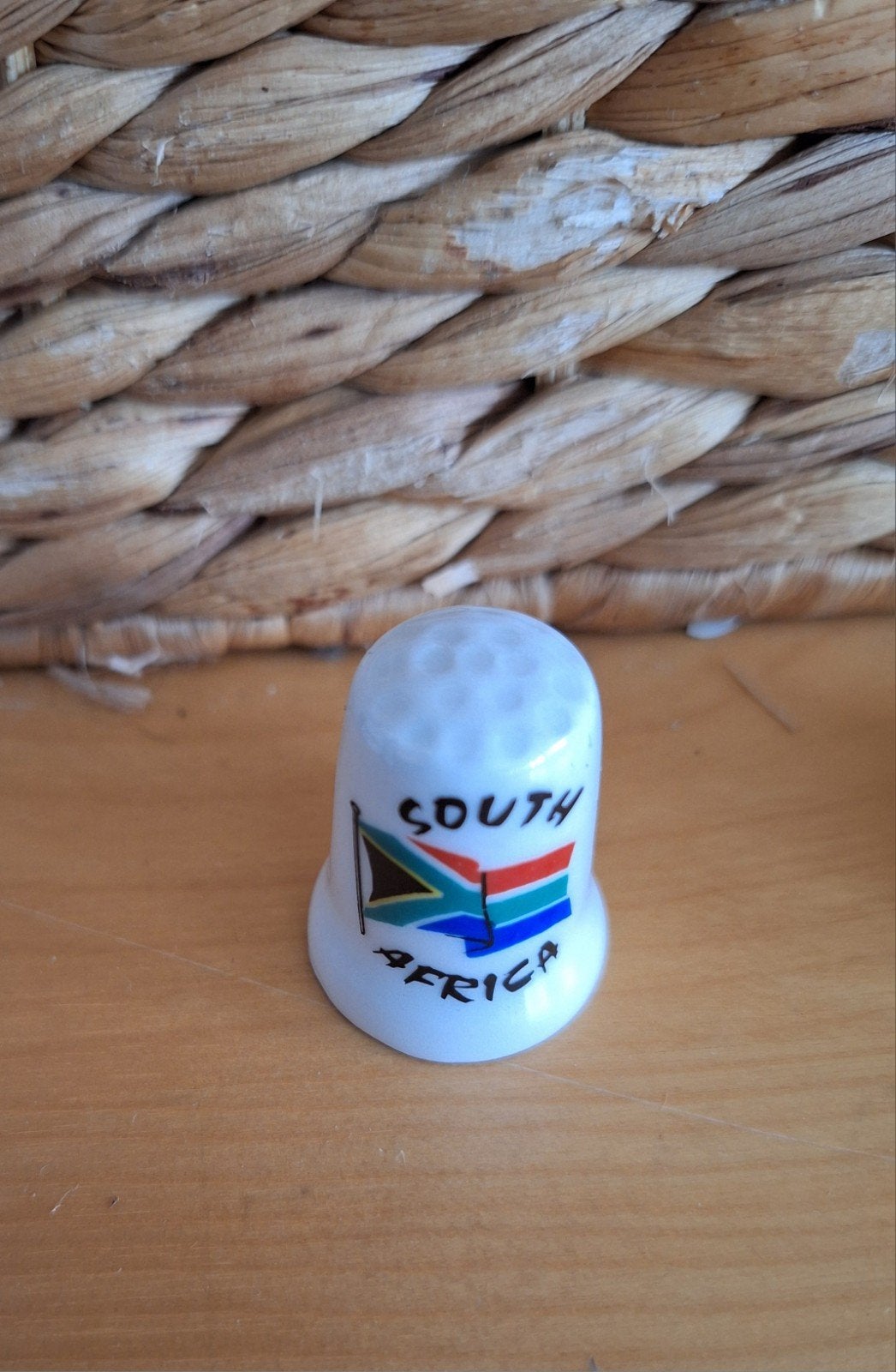 Vingerhoedje Zuid-Afrika vlag souvenir, Ophalen of Verzenden, Zo goed als nieuw