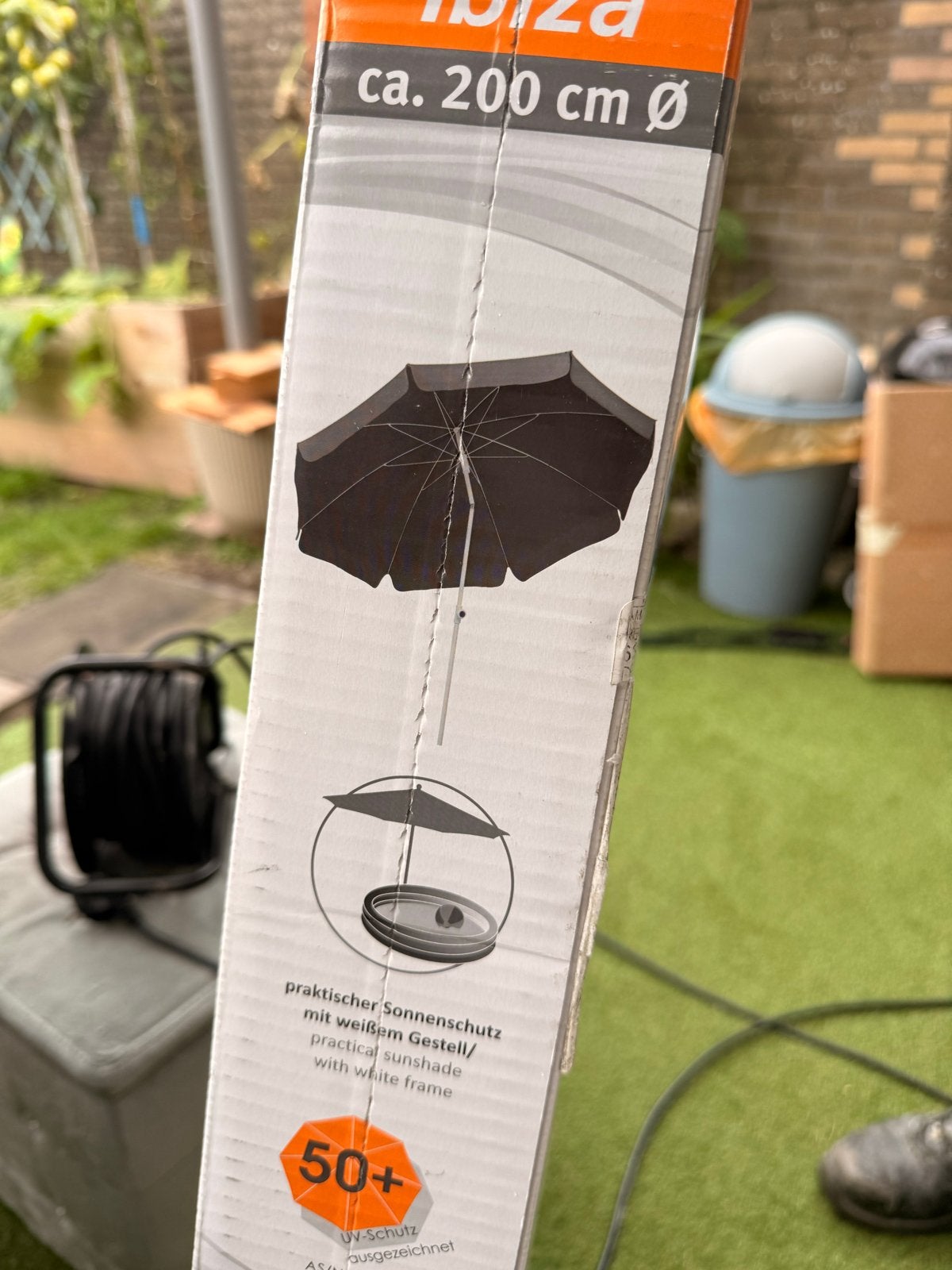 Schneider Ibiza Parasol - ca. 200 cm Ø - Zwart, Ophalen of Verzenden, Nieuw, 1 tot 2 meter, Stokparasol