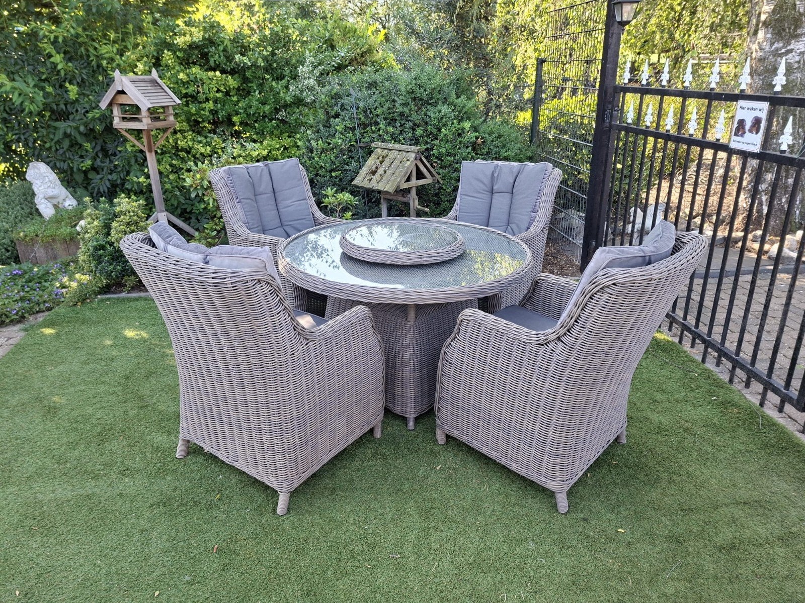 Luxe rond wicker tuinset, Tuin en Terras, Ophalen, Gebruikt, Wicker, Tuinset