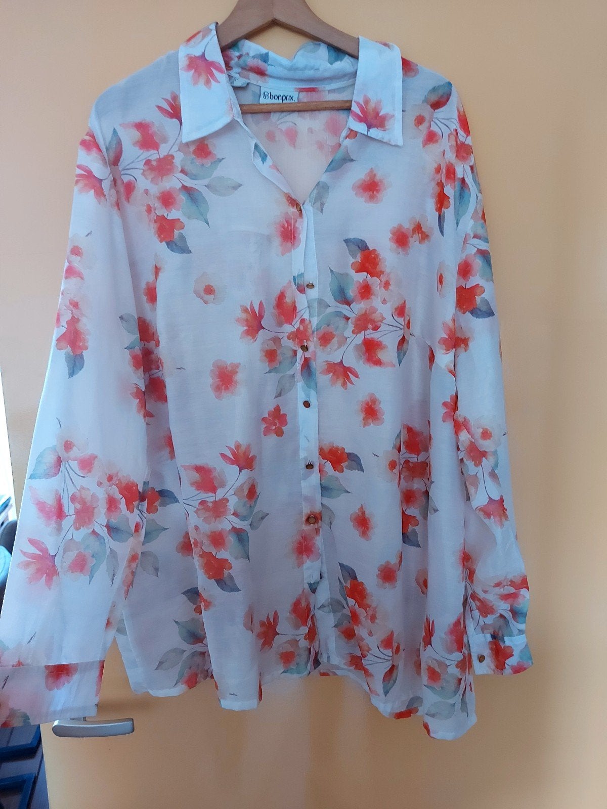 Mooie iets transparante blouse Maat 52, Kleding | Dames, Grote Maten, Verzenden, Zo goed als nieuw, Groen, Blouse of Tuniek