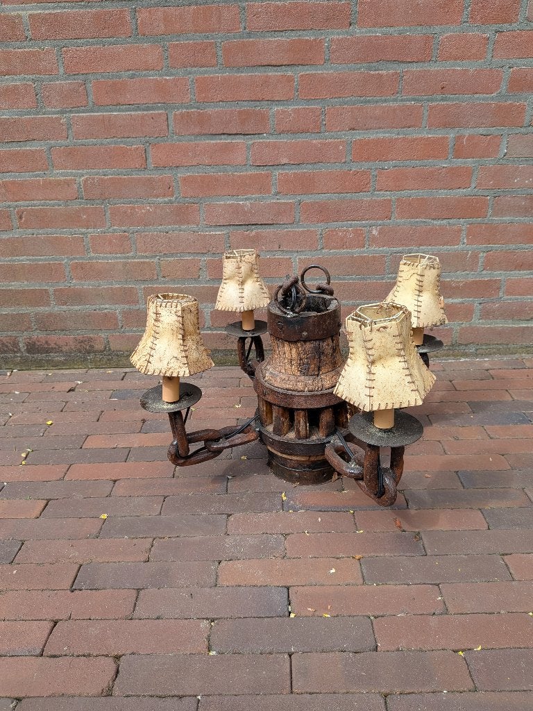 Wagenwiel-as Hanglamp, Ophalen