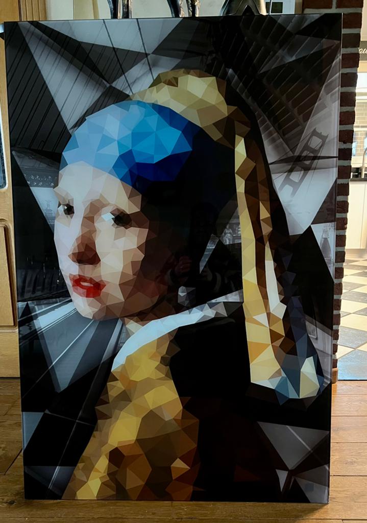 Glazen paneel van het Meisje met de Parel, Antiek en Kunst, Ophalen