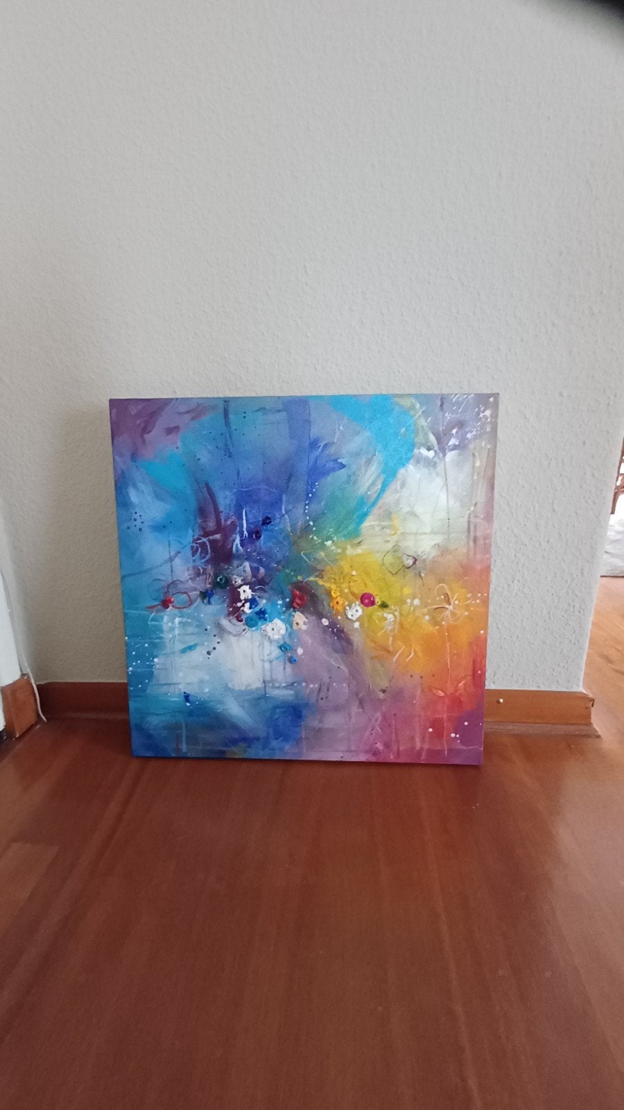 Abstract acryl 60 x 60 Marianne Kreugel, Antiek en Kunst, Ophalen of Verzenden