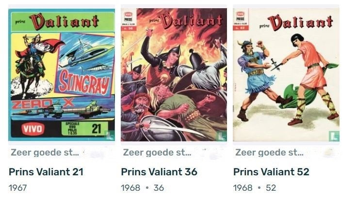 stripboeken 3x Prins Valiant 1967-1968, Meerdere stripboeken, Ophalen of Verzenden, Gelezen