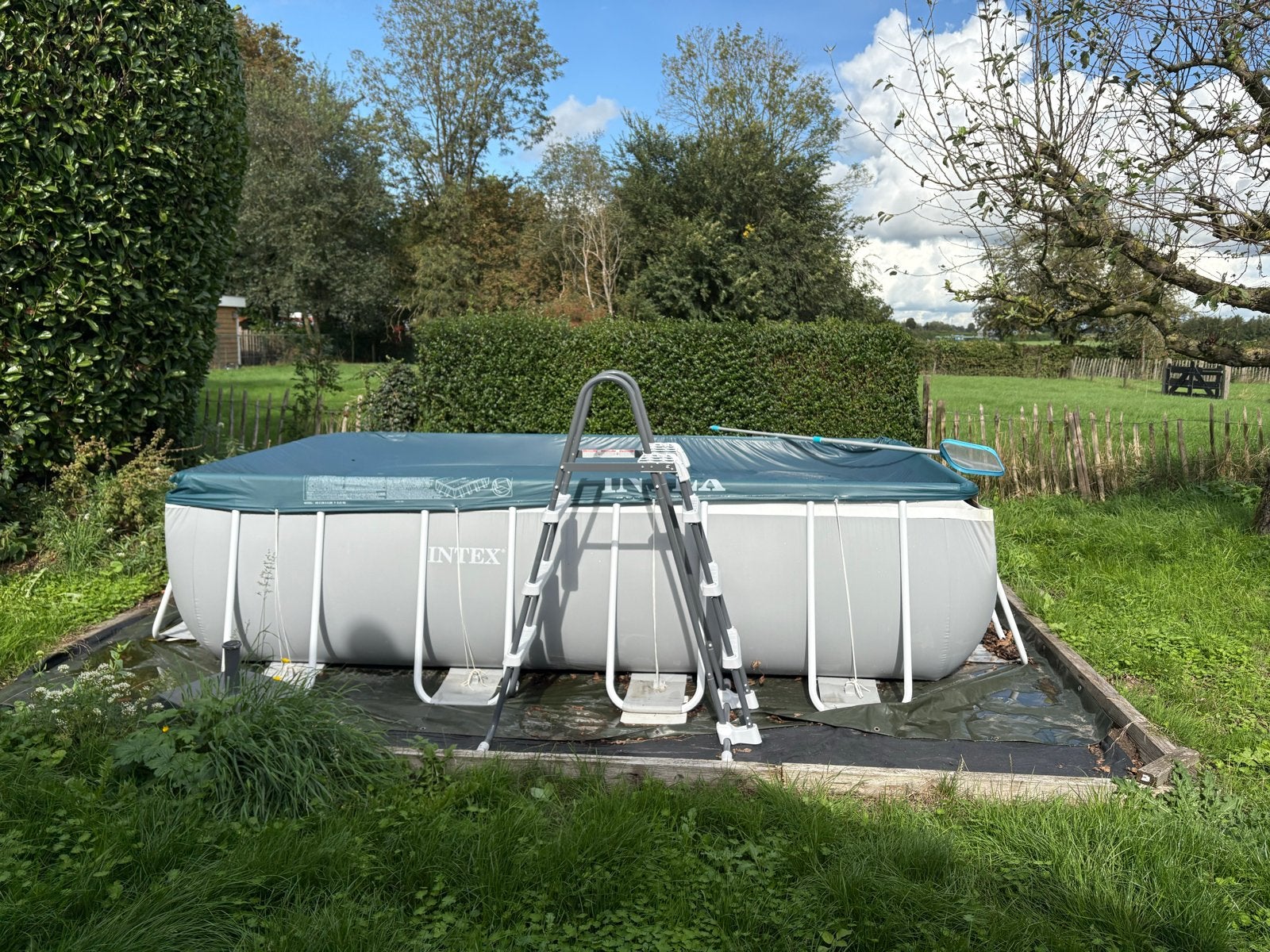 Intex Opzetzwembad 4x2m met zandfilterpomp en zoutwatersyste, Ophalen, Gebruikt, 200 tot 300 cm, 80 tot 120 cm