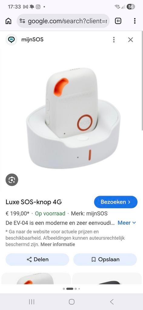 SOS Noodknop Ouderen 4G GPS - Zonder Abonnement, Ophalen of Verzenden