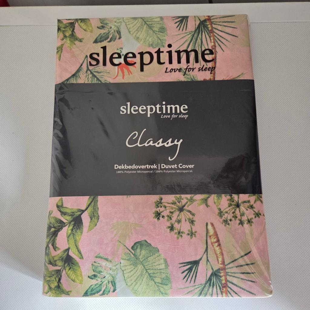 Sleeptime Classy Dekbedovertrek - Roze met Bladeren, Eenpersoons, Dekbedovertrek, Nieuw, Ophalen of Verzenden