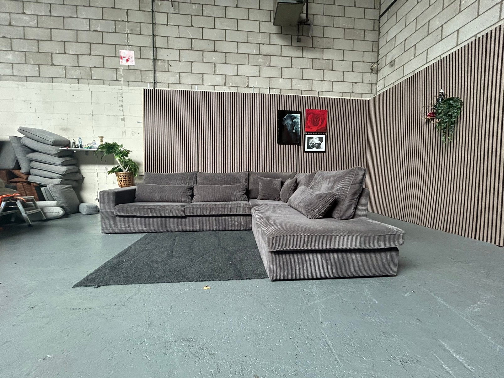 GRATIS LEVERING RIBSTOF HOEKBANK 320X250 GEREINIGD, Ribstof, Hoekbank, 300 cm of meer, Ophalen of Verzenden