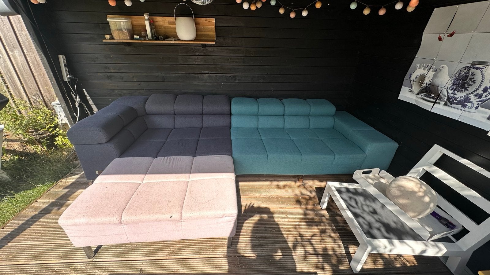 Montel Landscape Hoekbank met poef, Ophalen, Gebruikt, 100 tot 125 cm, Hoekbank