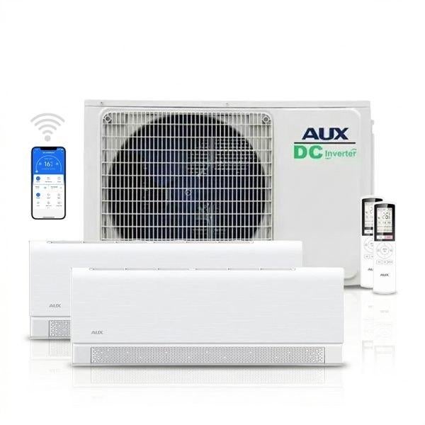 AUX AIRCO MULTISPLIT 5,3 kW MET 2 x 3,5 kW binnendelen WIFI, Koelen en Ontvochtigen, Timer, Nieuw, 3 snelheden of meer