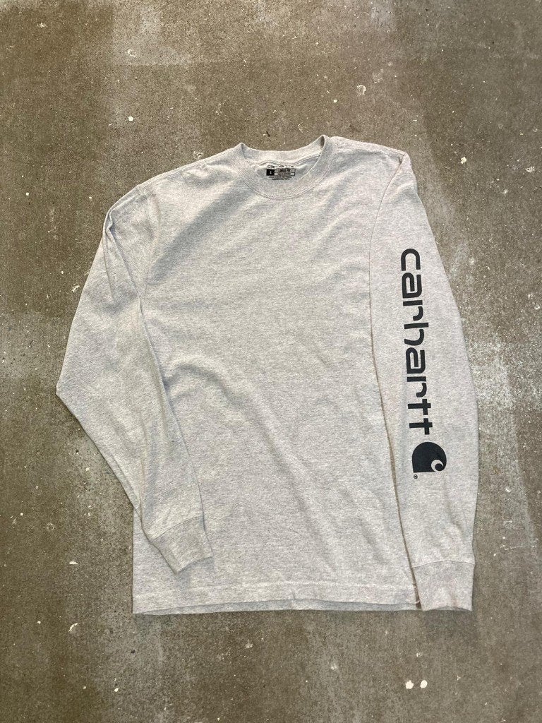 Carhartt Longsleeve T-Shirt With Print – S - Loose Fit- Grey, Kleding | Heren, T-shirts, Carhartt, Ophalen of Verzenden, Zo goed als nieuw