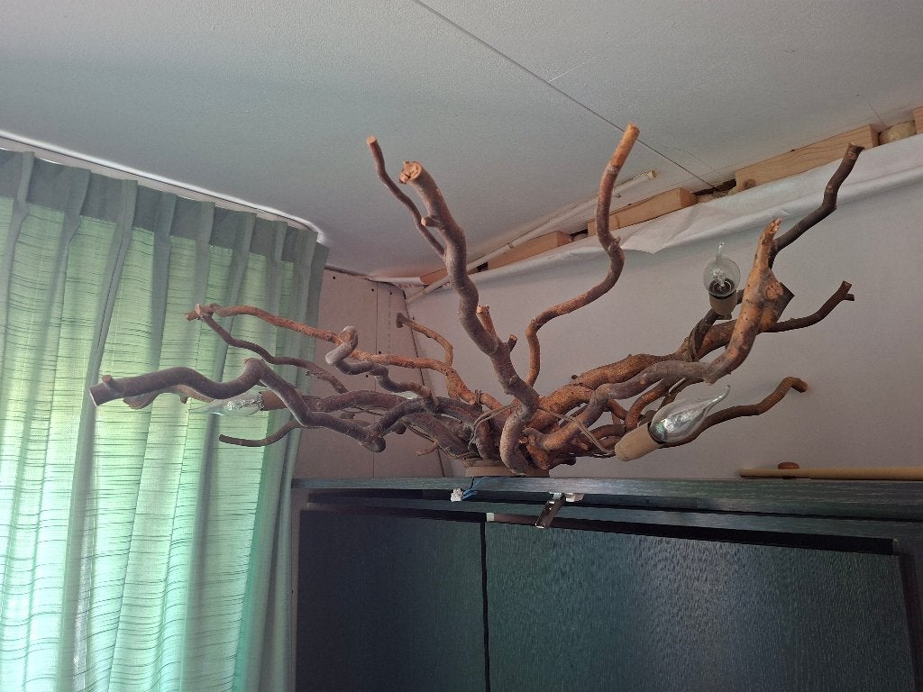 Houten lamp, handgemaakt, Ophalen, Overige stijlen, Inclusief lichtbron, Natuurlijk materiaal