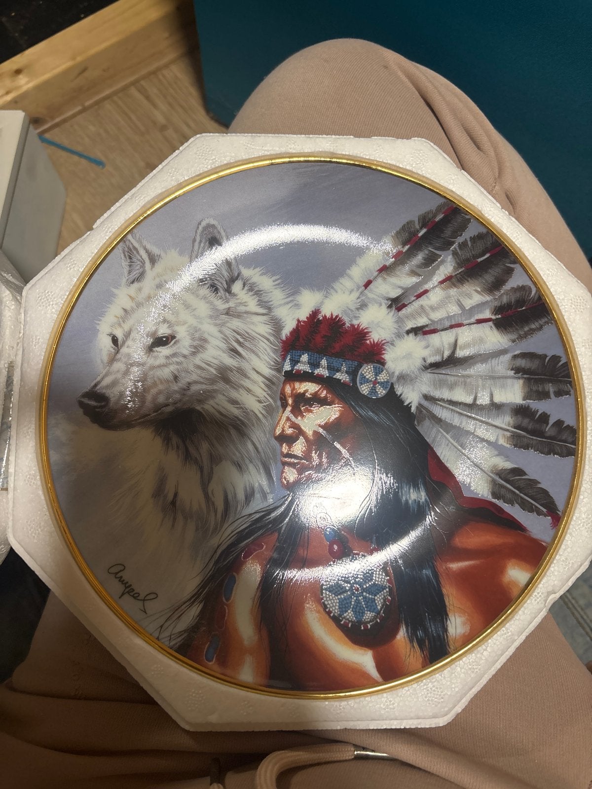 Franklin Mint 'Spirit of the White Wolf' sierbord, Antiek en Kunst, Ophalen of Verzenden
