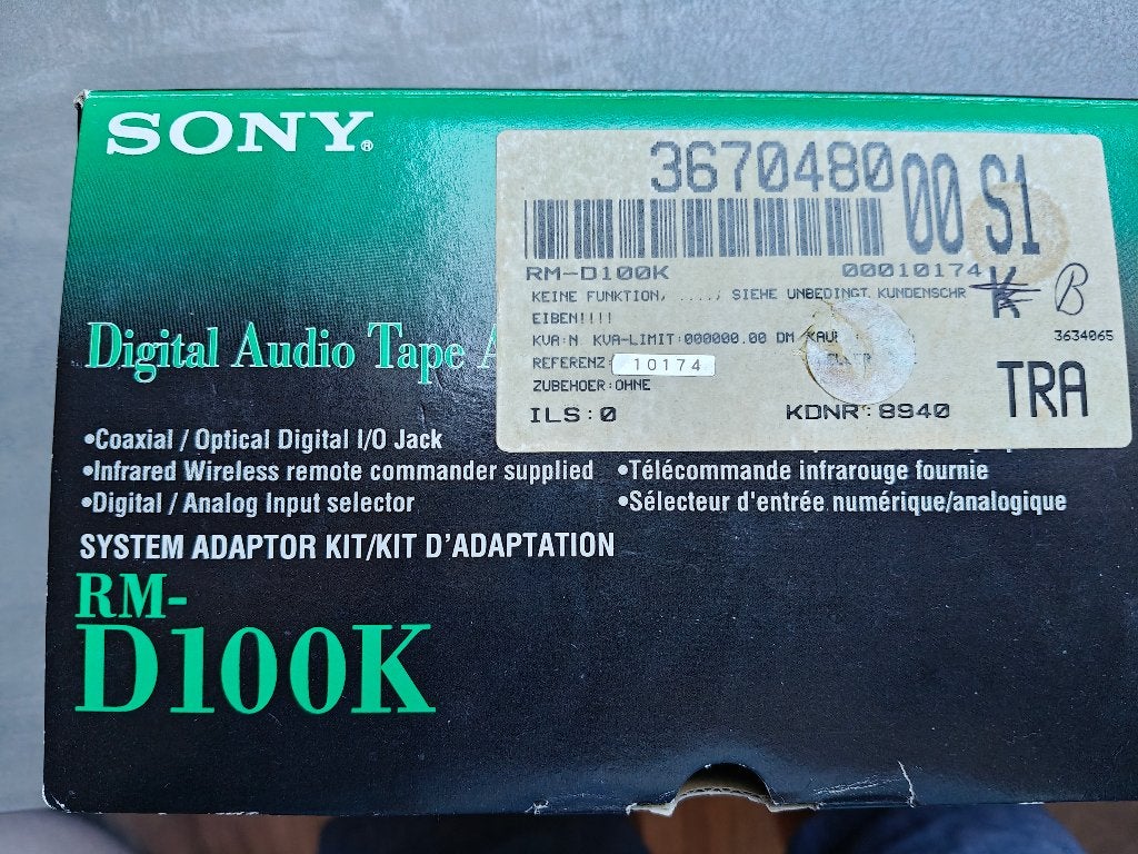 Sony RM-D100K remote control kit voor TCD-D100 DAT walkman, Ophalen of Verzenden, Walkman