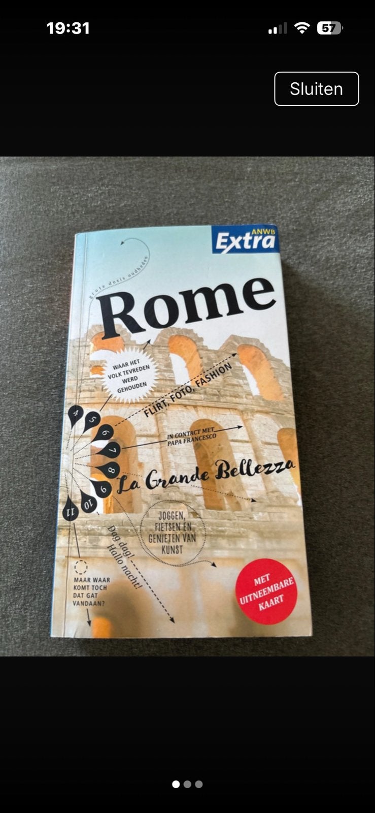ANWB Extra Reisgids Rome met uitneembare kaart, Europa, Ophalen of Verzenden, Zo goed als nieuw, Reisgids of -boek