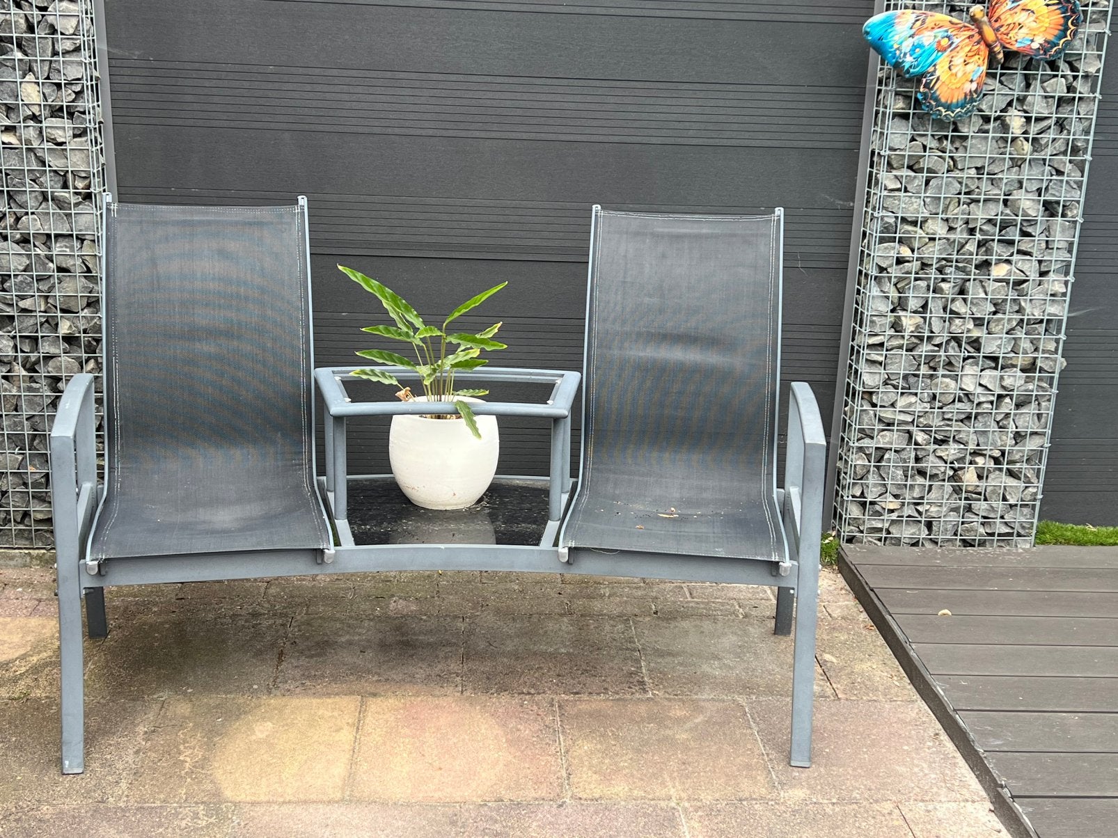 Tete-a-tete bankje, Ophalen, Gebruikt, Aluminium