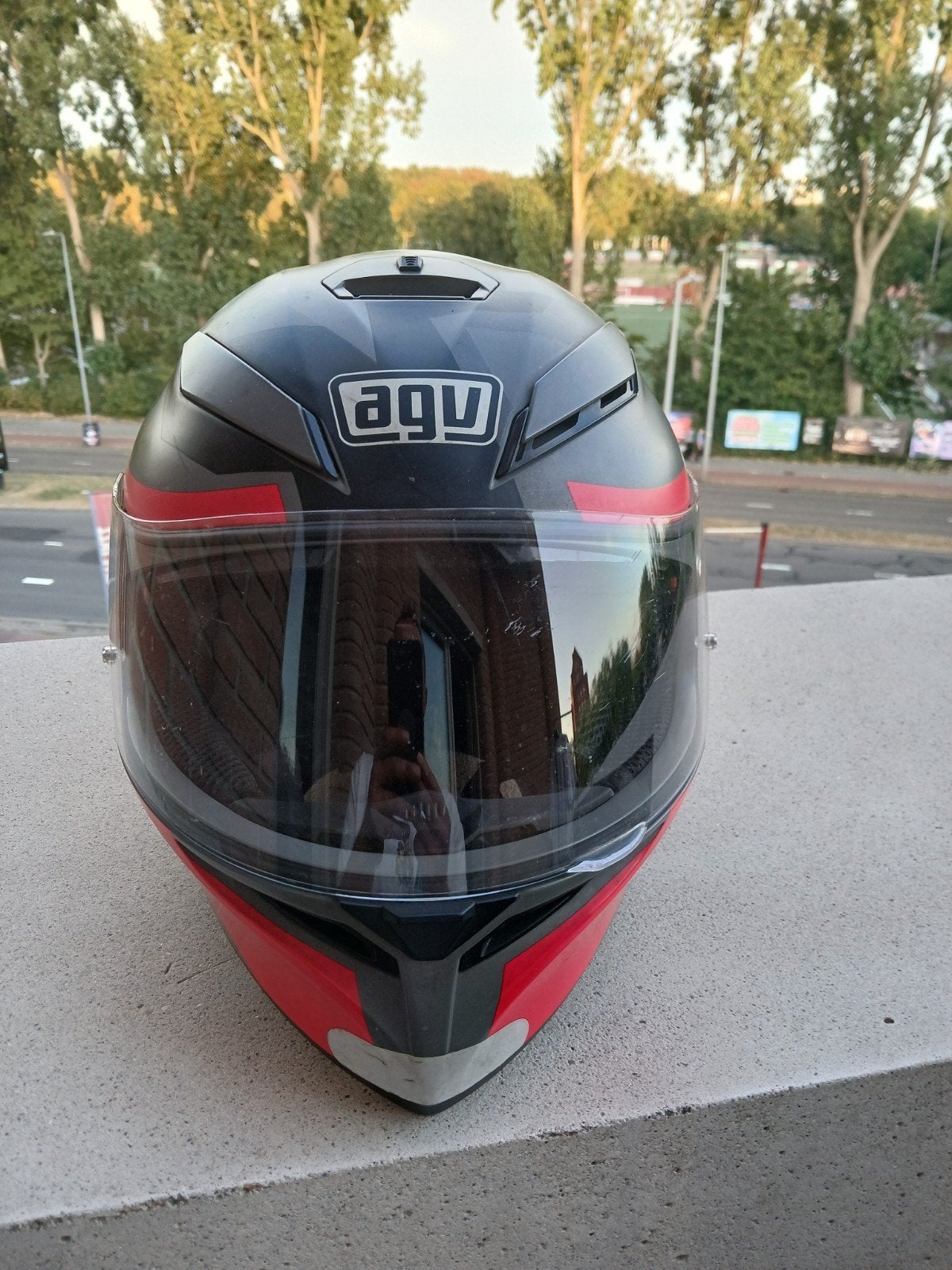 AGV Integraalhelm - Zwart/Rood, Heren, Ophalen of Verzenden, Tweedehands, Integraalhelm